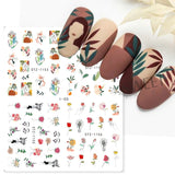 Tineit 4 In 1 Watercolor Flowers Leaf Charms Nail Stickers Simple Floral Abstract Design Sliders Foils Spring Manicure Watermark Tattoo