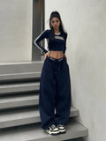 Tineit Y2K Baggy Sweatpants Women Vintage High Waist Patchwork Streetwear Pants Hip Hop Harajuku Casual Oversize Wide Trousers