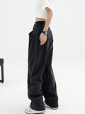 Tineit Baggy Vintage Jeans Women Y2k High Waist Harajuku Black Trousers Streetwear Straight Casual Loose Denim Wide Leg Pants