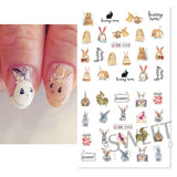 Tineit Cute Rabbit New Year Nail Stickers 3D Cartoon Wisdom Bunny Transfer Sliders Spring Flowers Watercolor Anime Manicure Decals LYBN