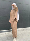 Tineit Ramadan Eid Two Piece Sets Shirt &skirts woman women Suits Shirt Blouse Musulman Ensembles Moroccan Kaftan Islamic Dress Sets