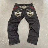 Tineit Y2K Baggy Jeans Men Vintage Embroidered High Quality Jeans Hip Hop Goth Streetwear Harajuku Men Women Casual Wide Leg Jeans