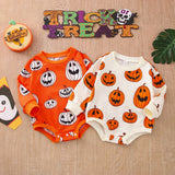 Tineit Halloween Awakecrm Lioraitiin 0-3T Baby Girl Boy Halloween Days Lovely Romper Pumpkin Printing Long Sleeve Sweatshirt Jumpsuits