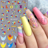 Tineit 5D Embossed Nail Sticker Geometric Wildflower Daisy Flower DIY French Decals Slider Engraved  Adhesive Nail Decorations Manicure