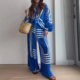 Tineit Muslim Women Printing Shirt Sets Blouses Wide Leg Pants Ramadan Morocco Two Pieces Dubai Kaftan Loose Modest Casual Suits 2024