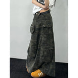 Tineit Women's A-line Denim Skirt Vintage 90s Camouflage Y2k Long Cowboy Skirt Harajuku Korea Jean Skirt 2000s Clothes Summer 2024