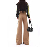 Tineit Women Khaki Flare Cargo Jeans Vintage Korean High Waist Cowboy Pants Harajuku Denim Trousers 90s Aesthetic Y2k Emo 2000s Clothes