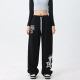 Tineit Y2K Baggy Sweatpants Women Hip Hop Streetwear Oversize High Waist Trousers Vintage Elastic Stars Casual Jogging Wide Leg