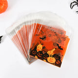 Tineit 100pcs Halloween Candy Bag Ghost Pumpkin Plastic Cookie Gift Packaging Bags Happy Halloween Party Decoration Kids Trick or Treat