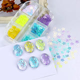 Tineit 6 Grids Mixed 3D Star Design Nail Glitters Holographic Glitter Sequins DIY Nail Art Decoration Paillette Flakes Slices Manicure