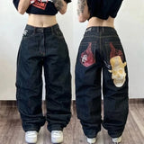 Tineit 2024 American New Fashion Baggy Jeans Y2K Harajuku Oversized Print Casual Retro High-waisted Jeans Men And Women Wide Trousers