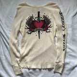 Tineit Mall Goth Y2K Aesthetics Grunge Tees Retro Heart Sword Print T Shirt Women Long Sleeve Slim Fit Sweats Tops 90s Vintage Clothes