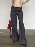 Tineit Low Waist Wide Leg Suit Pants Women Old Money Style Korean Fashion Baggy Trousers Female Office Wear Elegant Gray Pants