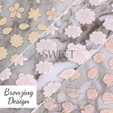 Tineit Bronzing Elegant Flowers Nail Art Stickers Metallic Silver Line Design Tulip Rose Floral Butterfly Spring Charm Manicure Decals