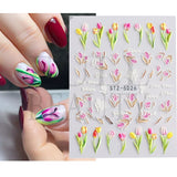 Tineit 5D Snowdrop Embossed Nail Polish Stickers Summer Tulip Campanula Flowers Charms Decal Textured Manicure Acrylic Wraps LYSTZ-5D27