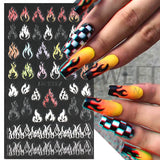 Tineit 5D Winter Fire Flame Nail Textured Sticker Acrylic Gradient Design Torch Engraved Adhesive Slider Manicure Decor Decal LY5D-K117