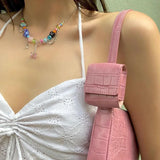 Tineit Hotsweet Girl Ruched Chest Wrap Camisole Korean Kawaii Backless Halter Crop Tops Y2K Aesthetic Fairy Tank Vest Women Summer