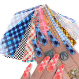 Tineit 10pcs Lattice Flower Luxury Design Nail Foil Sticker Set Plaid Sweater Patterns Adhesive Transfer Decal Tips For Manicure LYGZ21