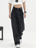 Tineit Baggy Vintage Jeans Women Y2k High Waist Harajuku Black Trousers Streetwear Straight Casual Loose Denim Wide Leg Pants