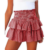 Tineit Kawaii Plaid Print Ruffles Pleated Short Skirts For Women's Retro y2k Aesthetic High Waist Mini Skirts Female Vacation Clothes