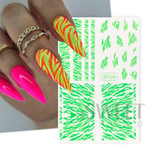 Tineit Iridescent Neon Snake Skin Nail Art Sticker Black Green Adhesive Decals Sexy Animal Fur Sweater DIY Winter Decoration Wraps LYSP