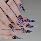 Tineit-Horror Manga Gothic Style Fake Nails Black White Anime Nail Art Press on Nails Nail Accessories Popular False Nails Nail Tips