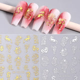 Tineit 3D Bronzing Laser Silver Dragon Nail Sticker Gold Letter Dragon Design Holographic New Year DIY Manicure Decals Nail Decorations