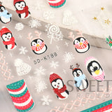 Tineit 5D Xmas Embossed Nails Art Decals Cute Cartoon Penguin Bear Sweater Design Adhesive Stickers Winter Accessories Decor LY5D-K188