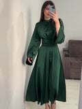 Tineit-Eid women Party Dress for woman Abaya Morocco Satin Dresses Ramadan Lace-up Abayas Kaftan Islam Dubai Arab Long Robe 2024