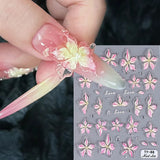 Tineit 5D Nail Sticker Jelly Lily Flower Nail Art Decals Decorations Acrylic Adhesive Gel Sliders Stickers Summer Manicure Accessories