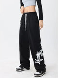 Tineit Y2K Baggy Sweatpants Women Hip Hop Streetwear Oversize High Waist Trousers Vintage Elastic Stars Casual Jogging Wide Leg