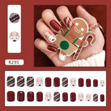 Tineit-Fall nails Christmas nails 24pcs Press on False Nails Set Cartoon Animal Decal Fake Nails Art  Full Cover Artificial Short Nail Tips With Wearing Tools