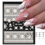 Tineit 5D Luxury Lace Sweater Nail Engraved Stickers Acrylic White Winter Charm Ahesive Sliders Elegant Wedding Textured Foils LYSW5D61