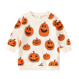 Tineit Halloween Awakecrm Lioraitiin 1-5Years Toddler Girls Boys Halloween Sweatshirt T Shirts Long Sleeve Pullover Pumpkin Halloween Outwear