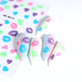 Tineit 3D Kiss Sexy Pink Lips Glitter Stickers Nails Design Self adhesive Nail Art Sliders Valentine's Day Decals Manicure Decorations