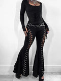 Tineit Women's gothic pants Spring 2024 new dark wind Street fashion trend cock-eye tie design flared pants women