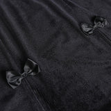 Tineit Women's Gothic style dark bow suede double slit long skirt