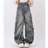 Tineit Blue Women Jeans Vintage High Waist Chic American Fashion Y2K Streetwear Wide Leg Jean Female Trouser 2024 NEW Baggy Denim Pants