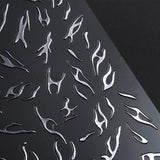 Tineit Metallic Silver Line Nail Manicure Stickers Metal Chrome Stripe Vine Flame Adhesive Decals Tape Swirl French Sliders Decor Foils