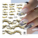 Tineit Black Gold Marble Nail Stickers Decals Bronzing Blooming Ink Effect Gradient Mirror Foils Decorations Manicure Wraps LYCC082-090