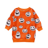 Tineit Halloween Awakecrm Lioraitiin 1-5Years Toddler Girls Boys Halloween Sweatshirt T Shirts Long Sleeve Pullover Pumpkin Halloween Outwear