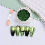 Tineit 1Box Green Mirror Powder Nail Art Glitter UV Gel Polish Chrome Dust Metallic Effect Pigment St. Patrick's Day Nail Decoration