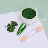 Tineit 1Box Green Mirror Powder Nail Art Glitter UV Gel Polish Chrome Dust Metallic Effect Pigment St. Patrick's Day Nail Decoration