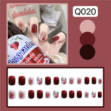 Tineit-Fall nails nails Christmas nails 24pcs Rhinestone Design Fake Nails Shiny Bridal Women Lady party nail DIy Decorations Press On nail Tips False Nail Patch