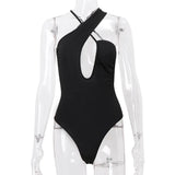 Tineit Backless Hollow Bottoming Bodycon Jumpsuit For Women Sexy Hot Girl Streetwear Halter Sleeveless Solid Bodysuits Female