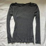 Tineit Y2K Aesthetics Grunge Vintage T-shirt 2000s Retro Striped Crop Top Autumn Spring Long Sleeve Casual Basic Tees Women Daily Wear