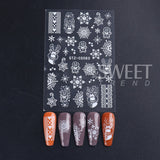 Tineit 3D Rose Gold Christmas Nail Sticker Winter Elk Snowflake Decal Holographic Santa Tree Slider For New Year Manicure Decoration