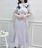 Tineit Ruffles Mesh Vestidos Double-layer Lace Bow Dress Half Sleeve Vestido Japan Style Sweet Dresses Spring 2025 New Ropa Mujer