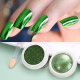 Tineit 1Box Green Mirror Powder Nail Art Glitter UV Gel Polish Chrome Dust Metallic Effect Pigment St. Patrick's Day Nail Decoration