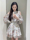 Tineit  Off Shoulder Long Sleeve Women Dress Ruffles Dresses Spring Lace Up Tunic Vestidos Japan Style Vestido 2025 New Ropa Mujer